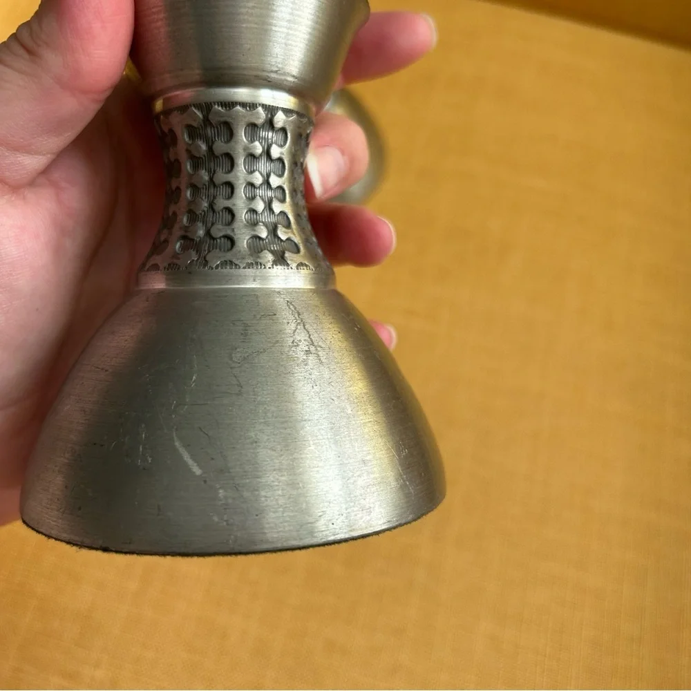 Vintage Nordic Pewter Candle Holders silver primitive